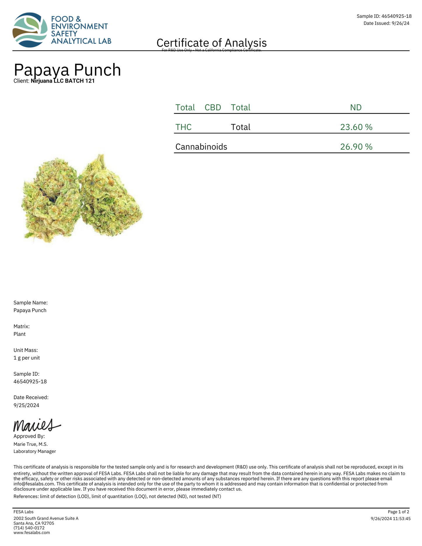 26% Exotic THCA Flower - Papaya Punch - Indica