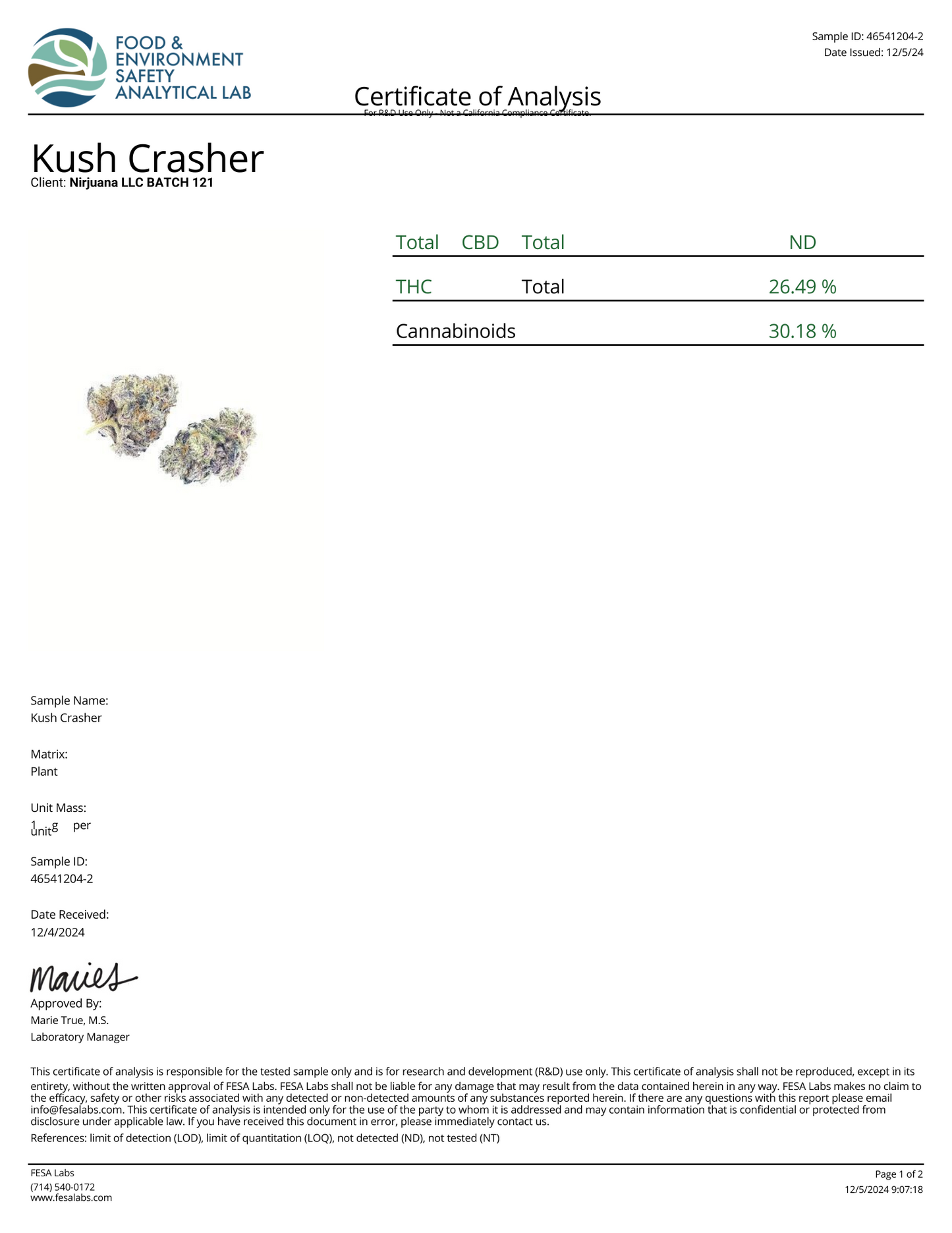 THCA Flower 26% - Kush Krasher
