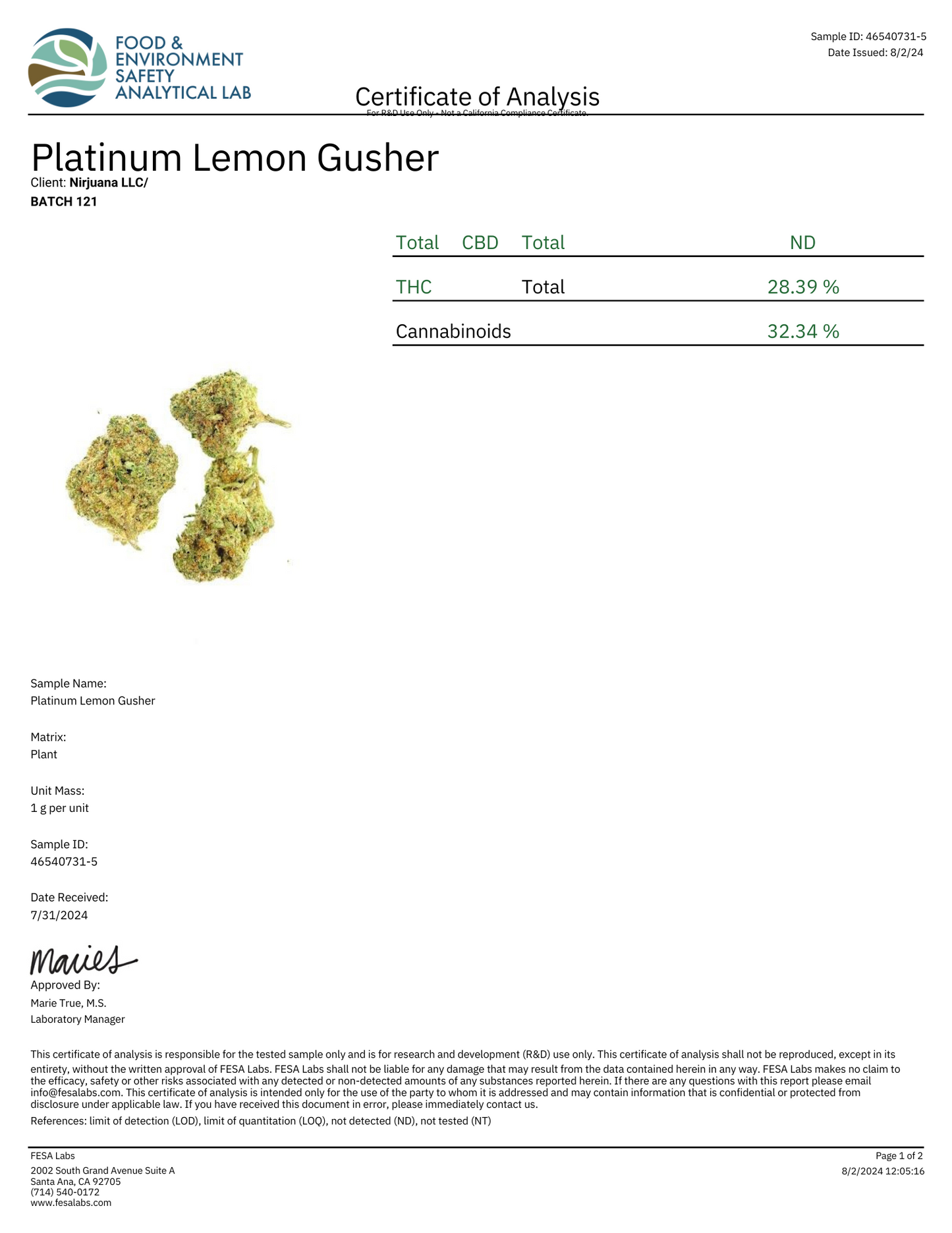 Exotic THCA Flower 28% - Platinum Lemon Gushers - Hybrid