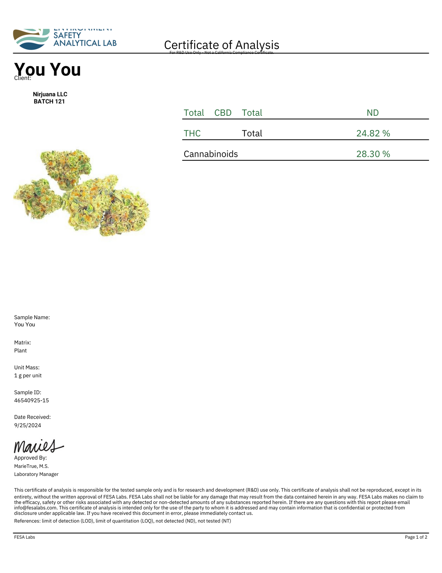 Exotic THCA Flower 28% - You You - Indica THCA